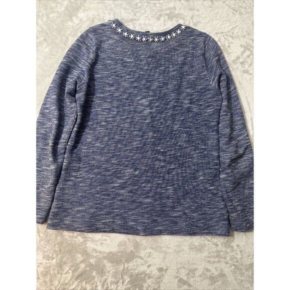 Women’s J.crew Sweater Blue Rhinestone Neckline Size Small - Picture 15 of 16